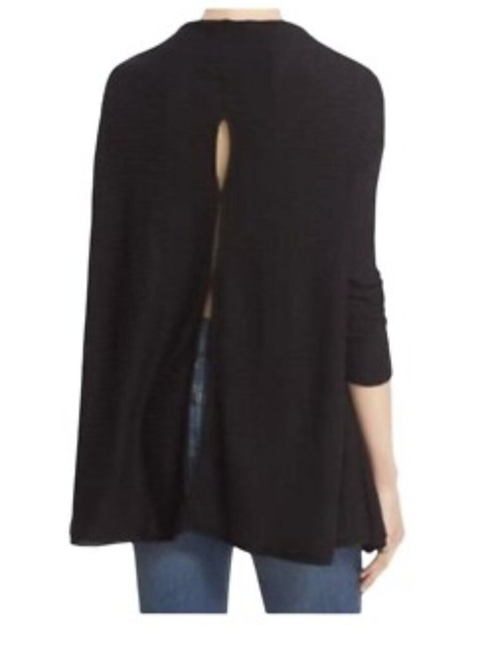 Free People Love Split Tunic Oversize Pullover Sweater Black XS